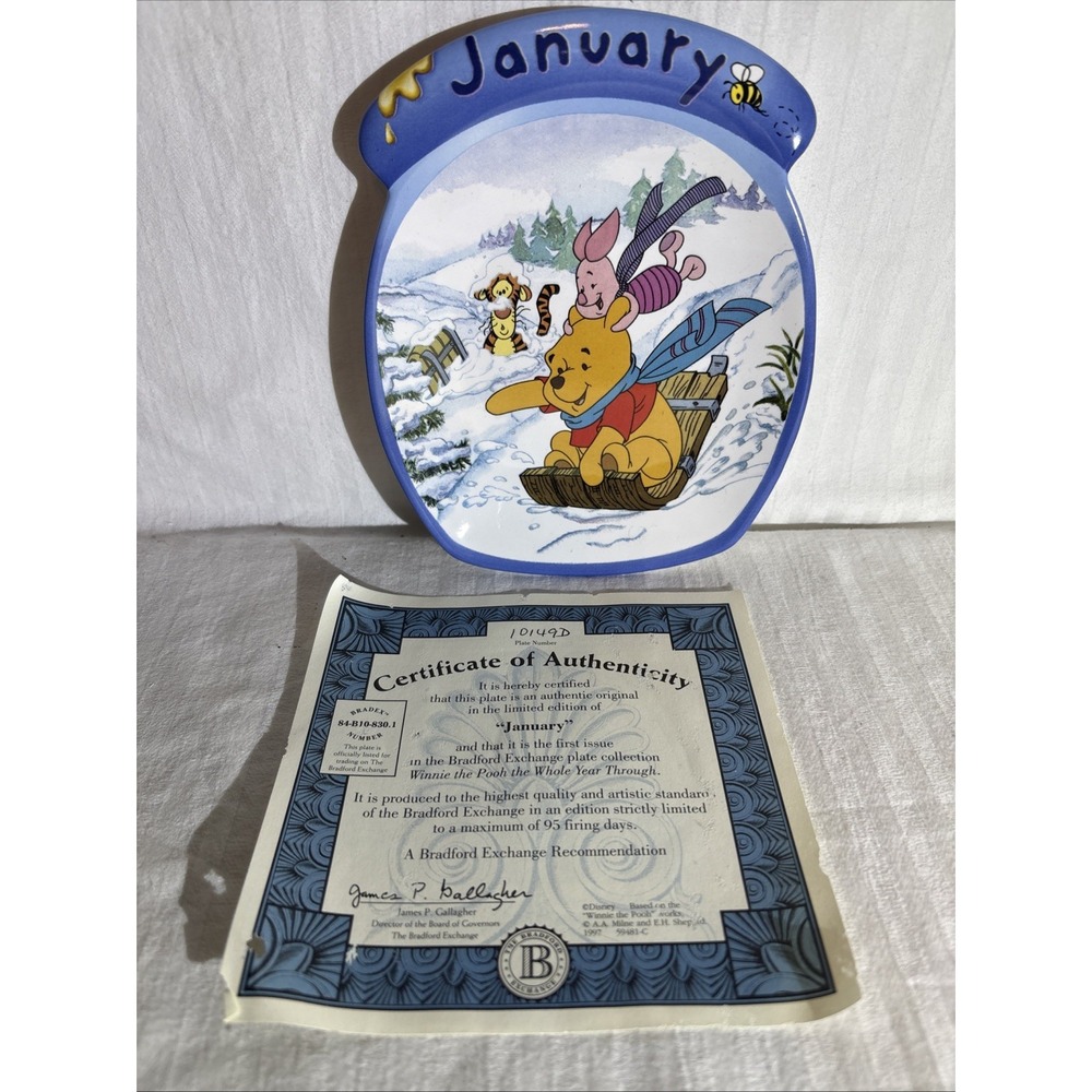 Bradford Exchange Disney Winnie the Pooh JAN Whole Year Through"Collector Plate